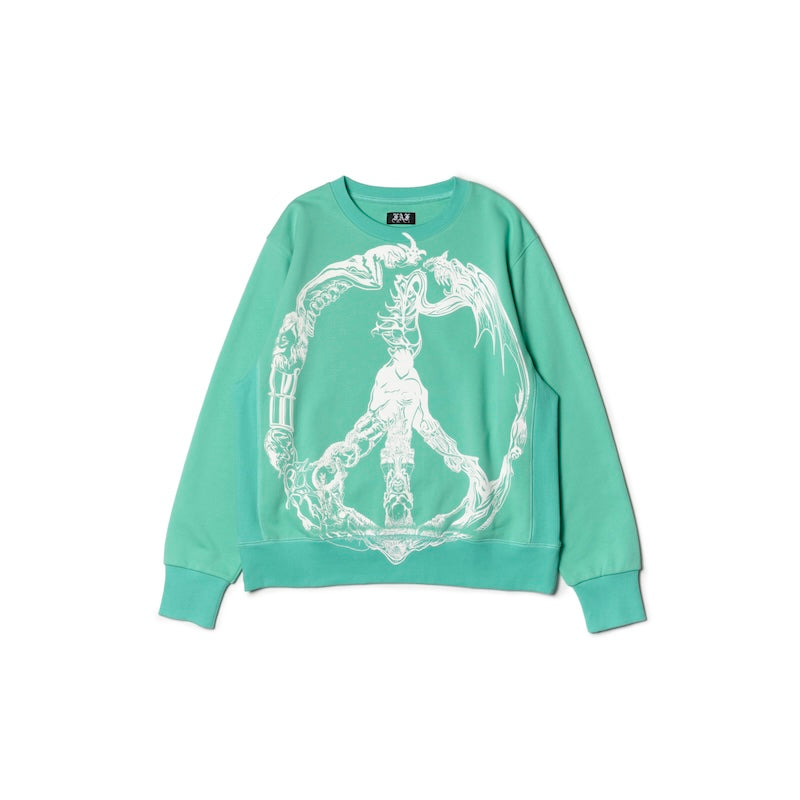 FAKE AS FLOWERS/WORLD PEACE CREWNECK(L.GREEN)