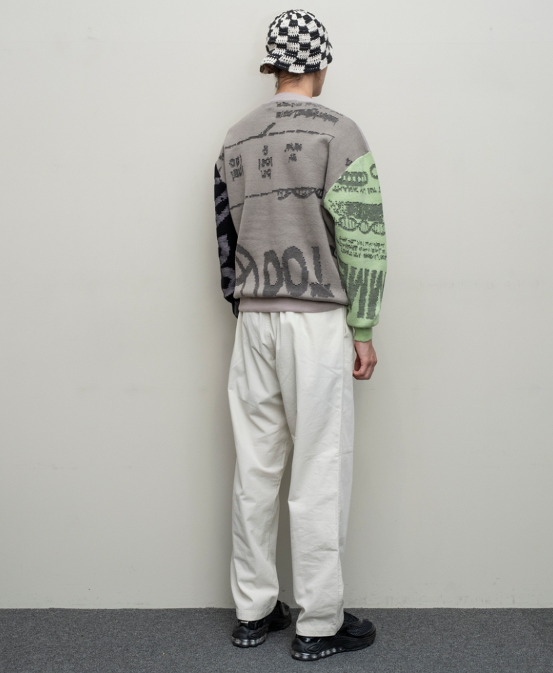 BAL/JACQUARD COTTON CREWNECK SWEATER(GRAY)