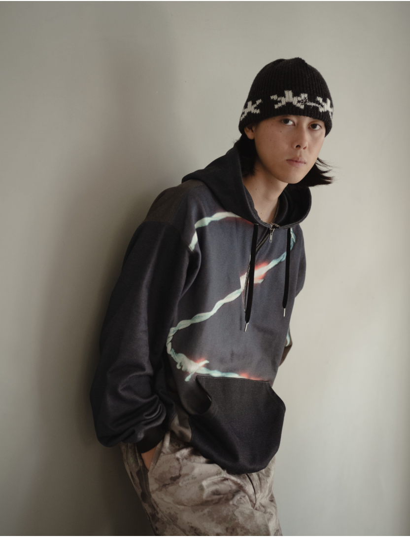 DIASPORA SKATEBOARDS/Barb Quarterzip Hooded Sweatshirt