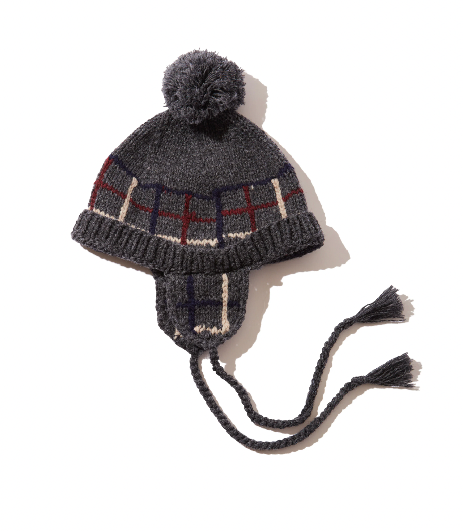 DIASPORA SKATEBOARDS/Ear Flap Pom Pom Beanie (Charcoal/Sand) – Re DIASPORA SKATEBOARDS/Ear Flap Pom Pom Beanie (Charcoal/Sand) – Re