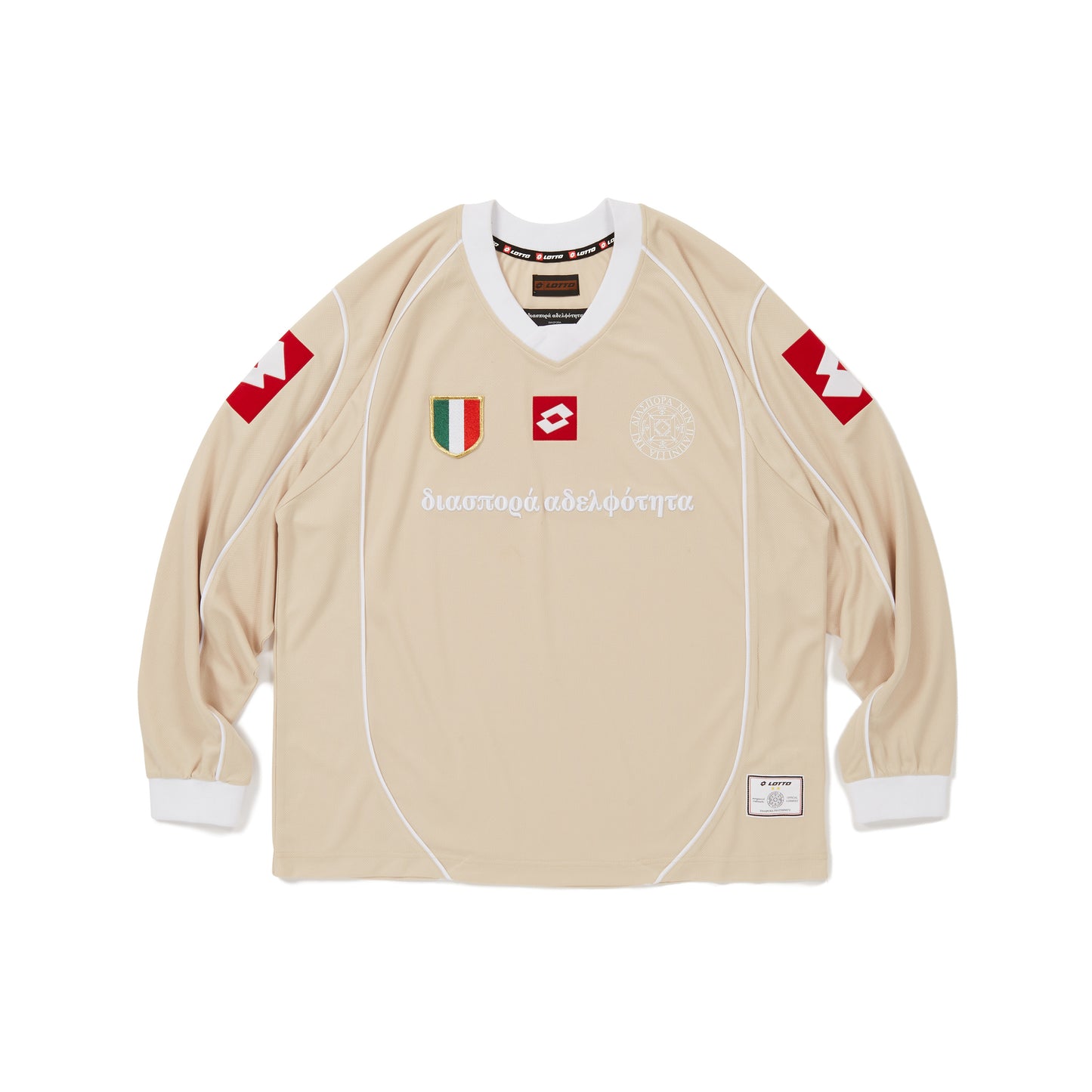 Diaspora skateboards x LOTTOコラボ/Lotto Scudetto Shirt(Beige)