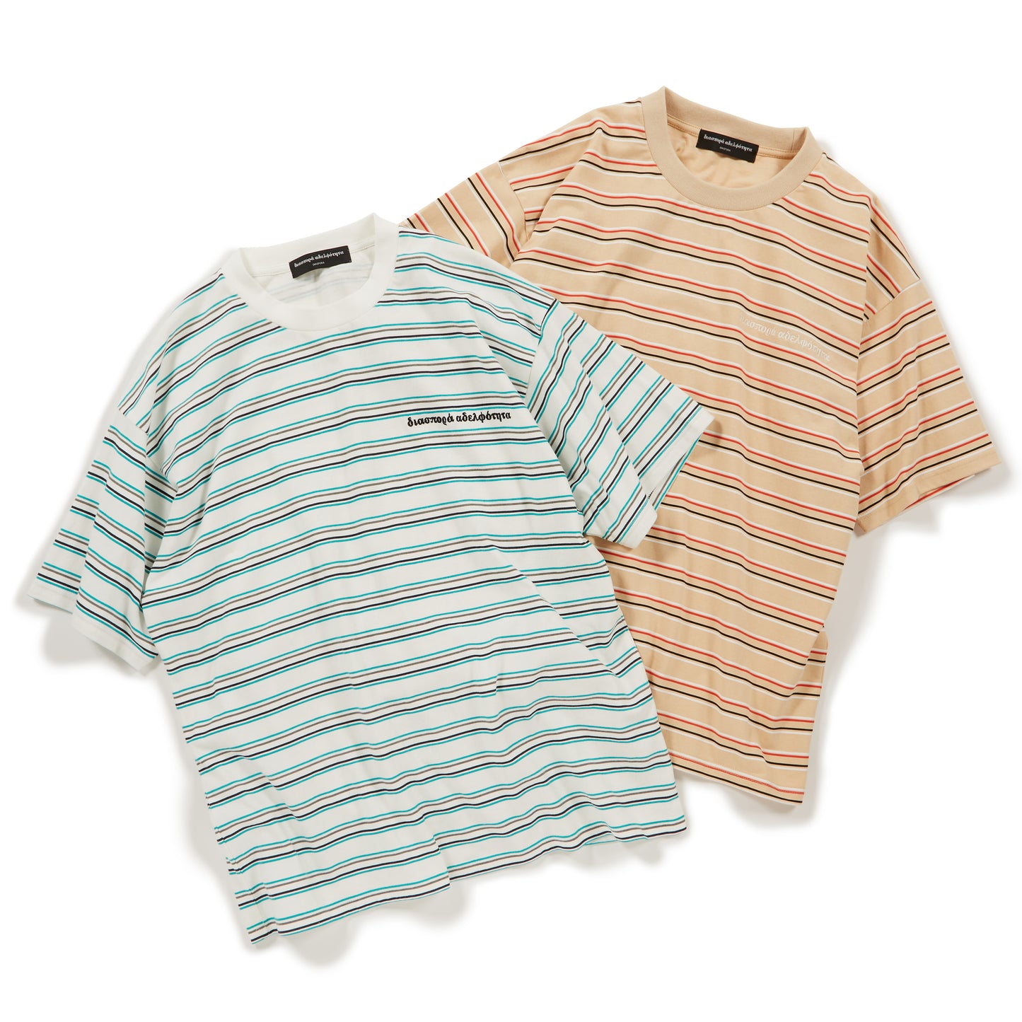 Diaspora skateboards/Printed Stripe S/S Top(White)