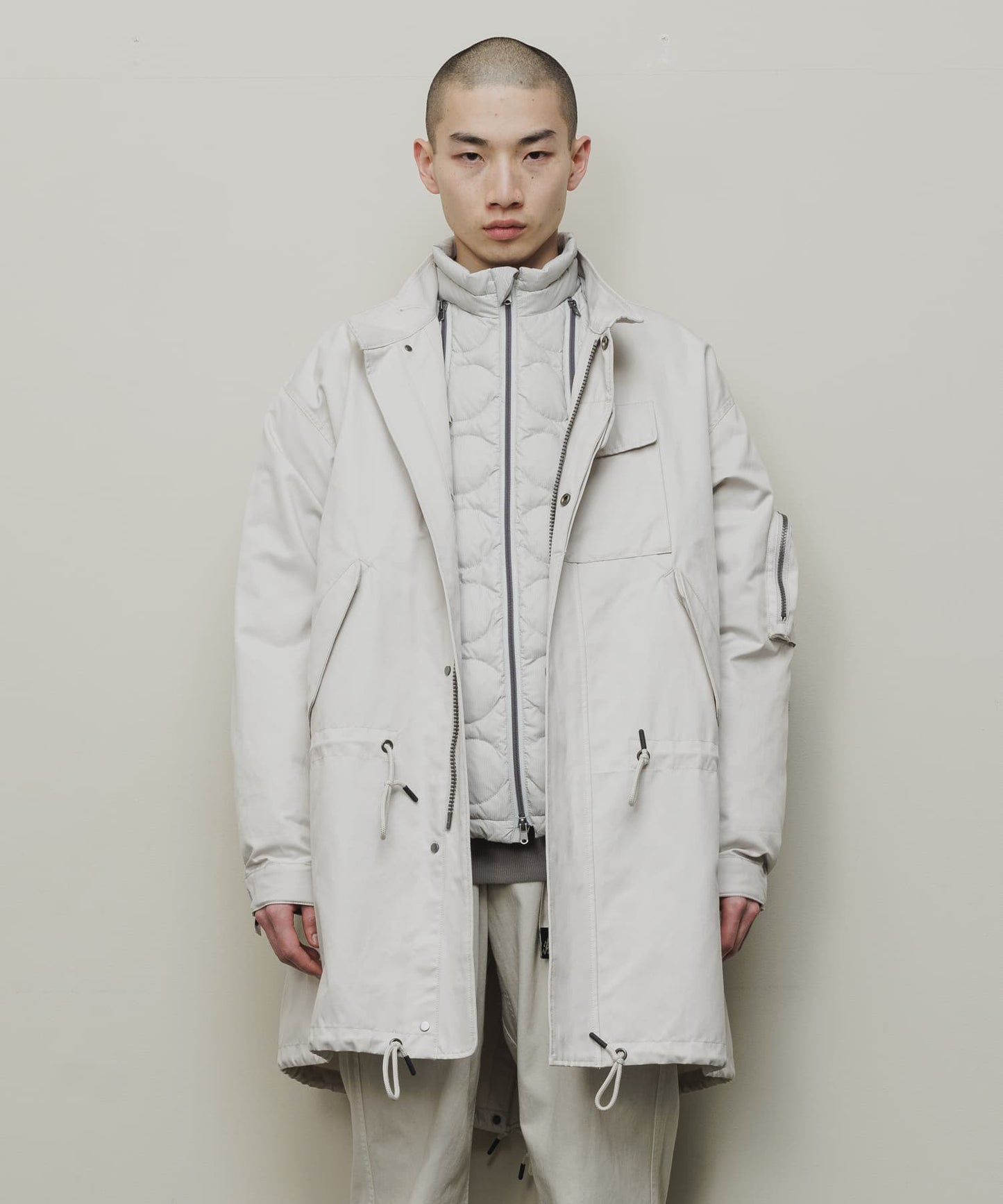 REMOVABLE SLEEVE DOWN JACKET(STONE)/BAL