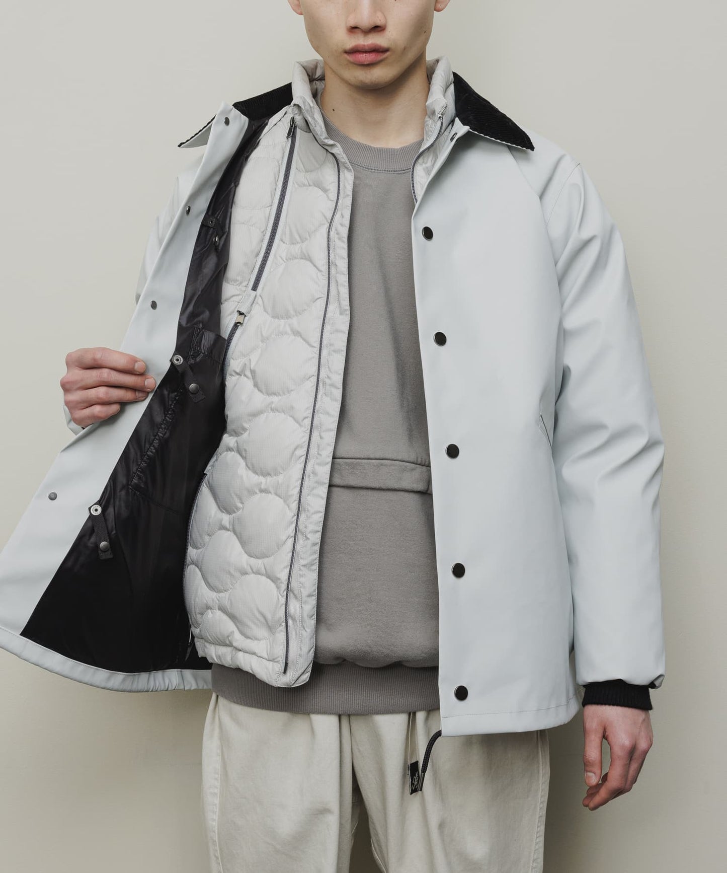 REMOVABLE SLEEVE DOWN JACKET(STONE)/BAL