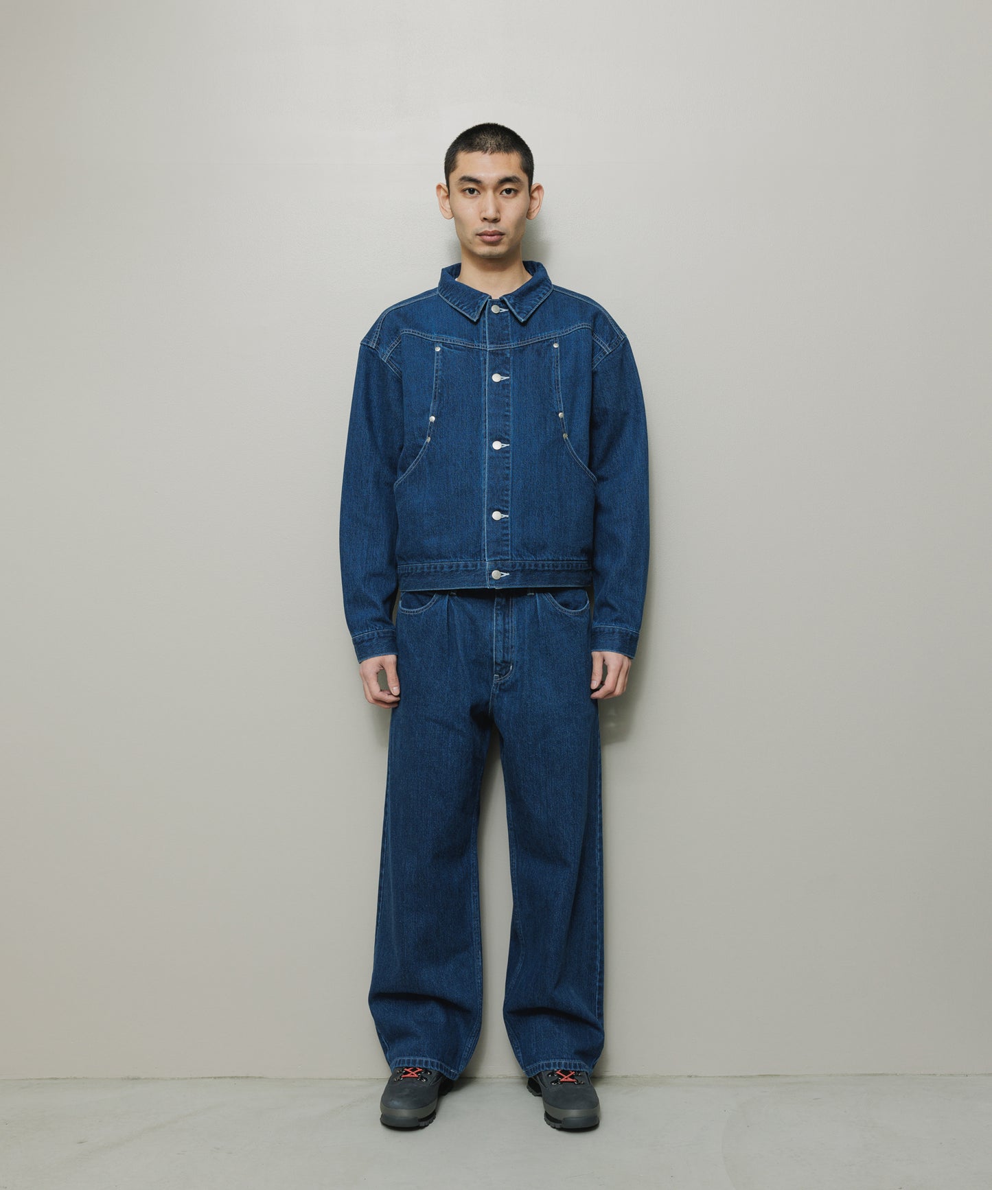 BAL/12OZ STRAIGHT LEG 5P WASHED JEAN