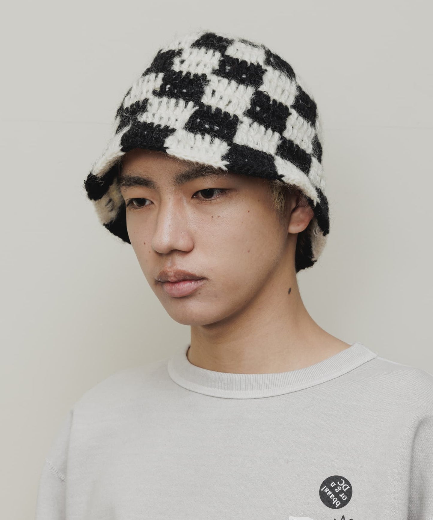 HAND KNIT BUCKET HAT(WHITE/GREEN/BROWN)/BAL