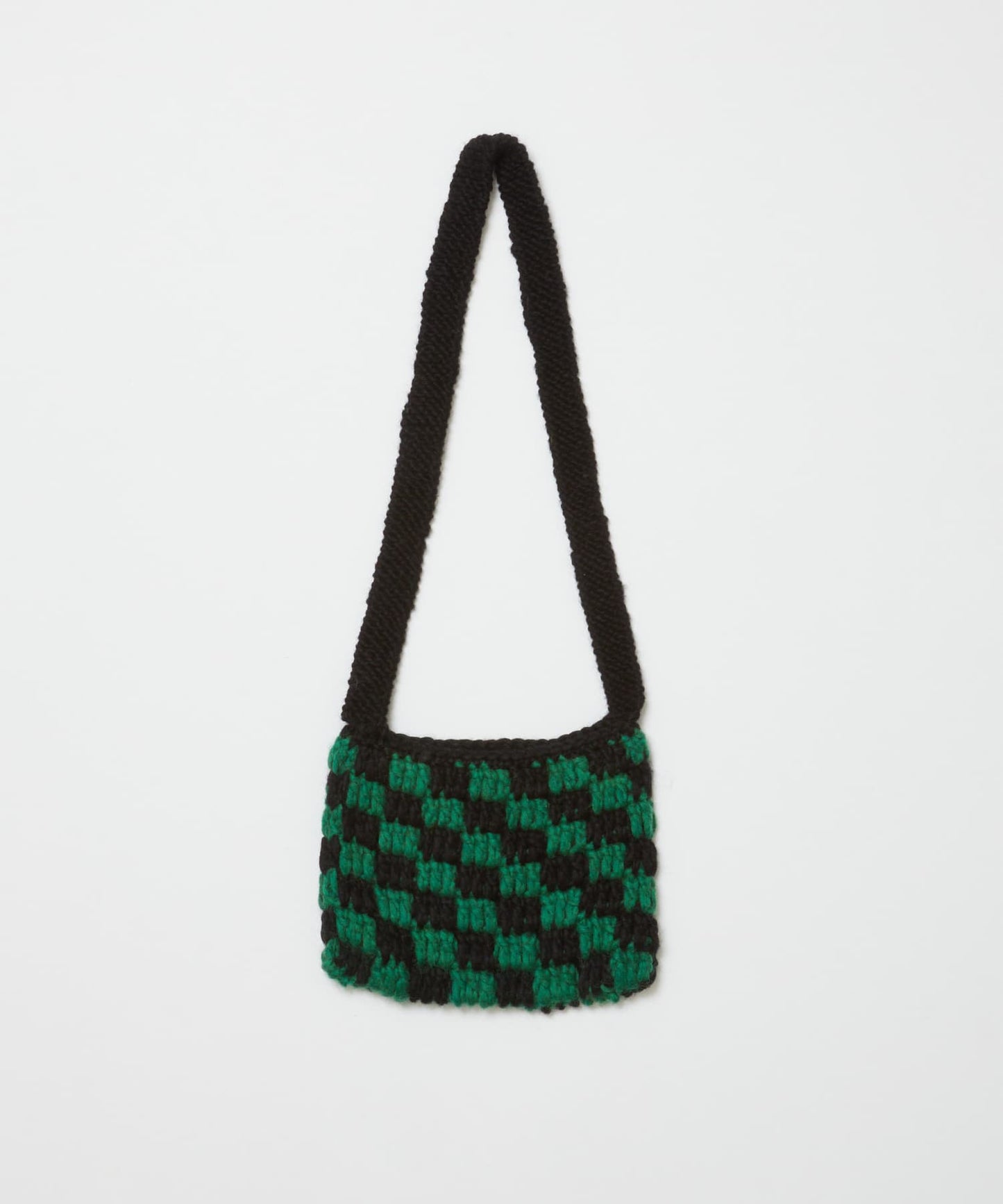 HAND KNIT SACOCHE(WHITE/GREEN/BROWN)/BAL