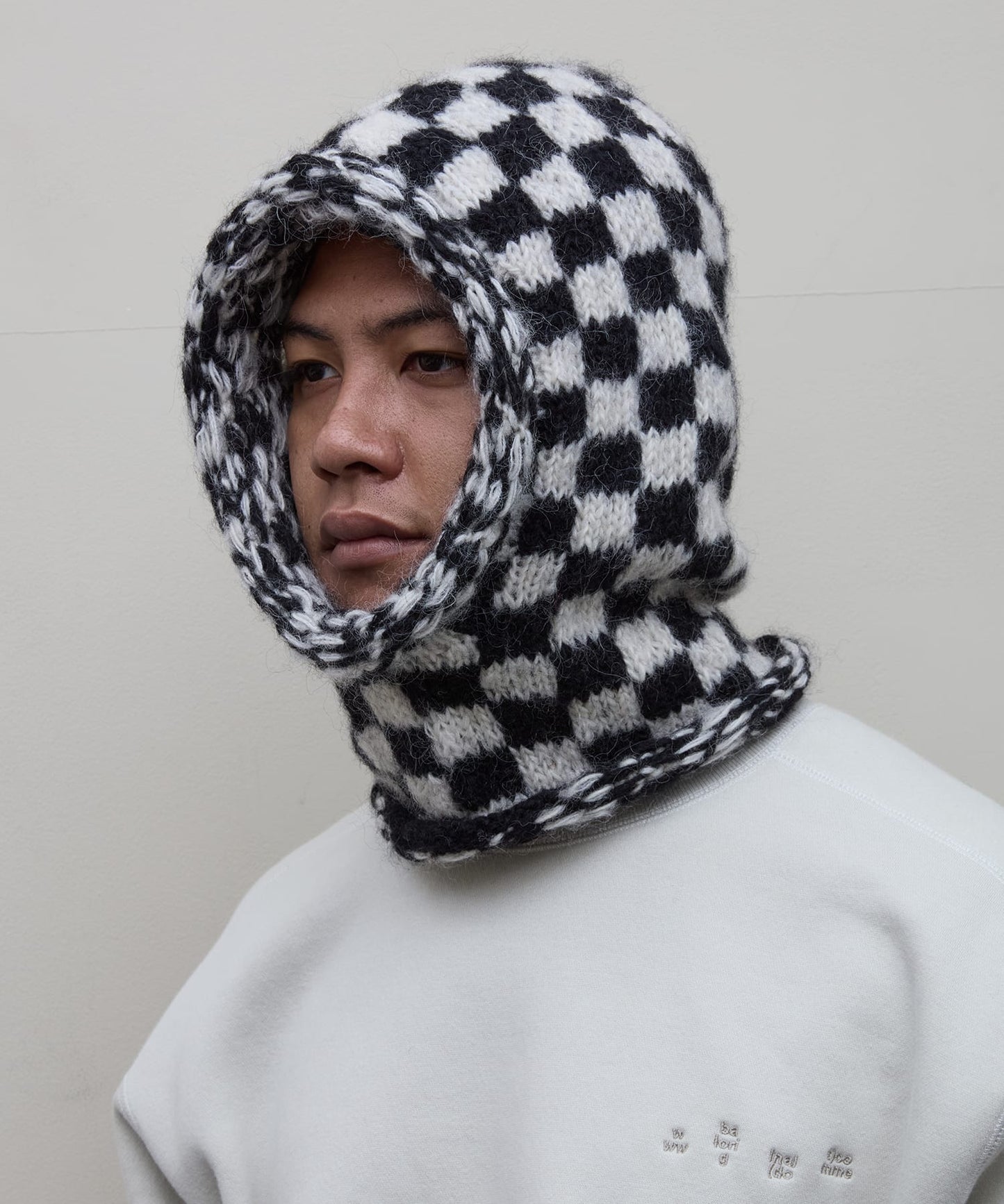 BAL/CHECKERED HAND KNIT BALACLAVA