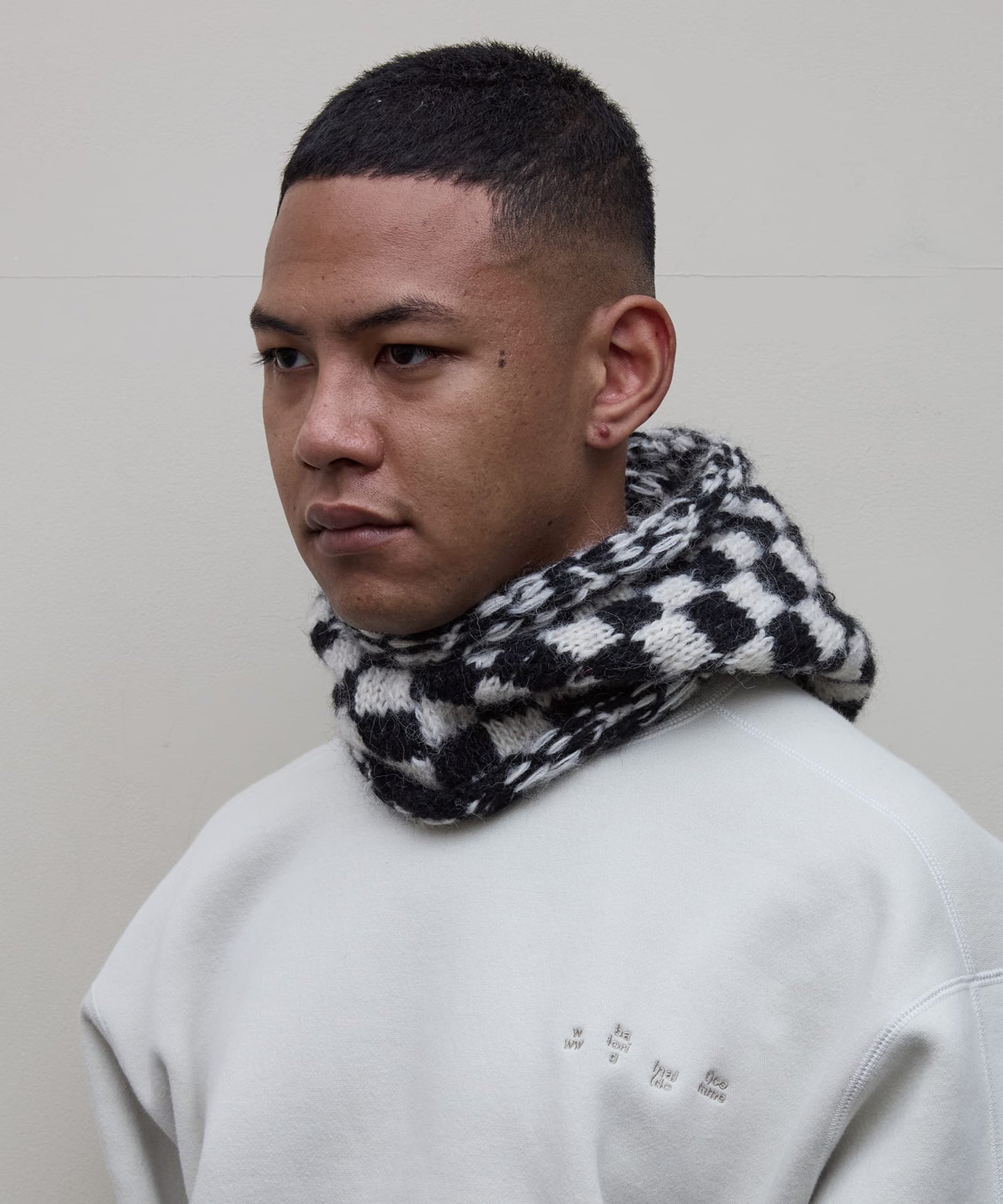BAL/CHECKERED HAND KNIT BALACLAVA