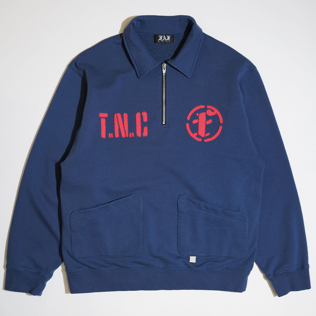 Half Zip Sweat Top(NAVY)/FAKE AS FLOWERS