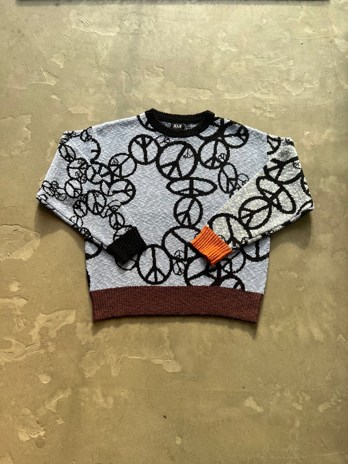 FAKE AS FLOWERS/PEACE CREWNECK KNIT(BLUE)