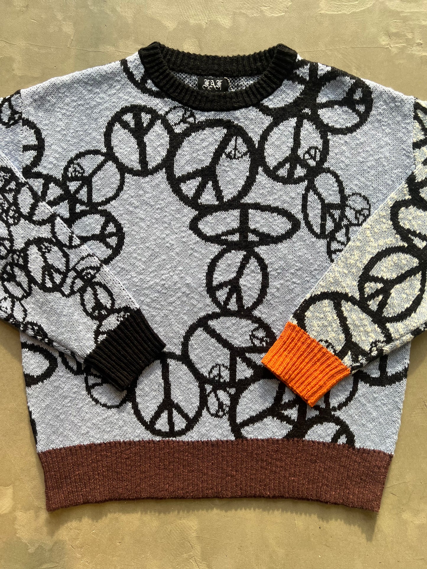 FAKE AS FLOWERS/PEACE CREWNECK KNIT(BLUE)