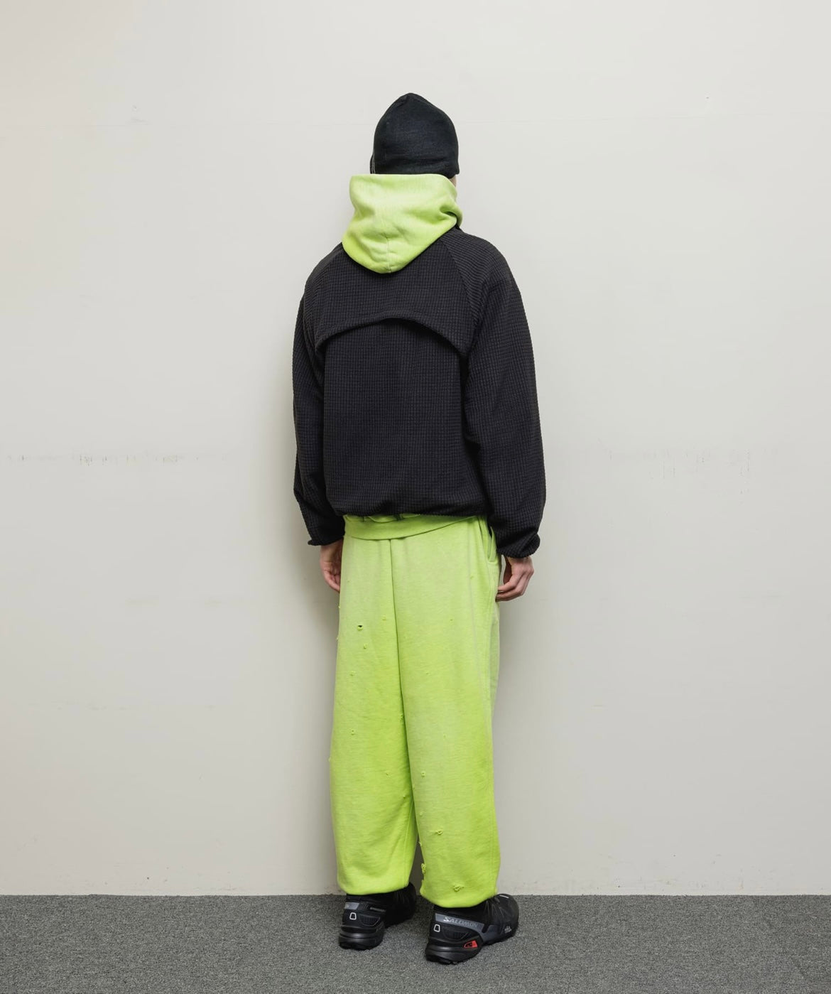 BAL/DETACHABLE SLEEVE GRID FLEECE PULL OVER