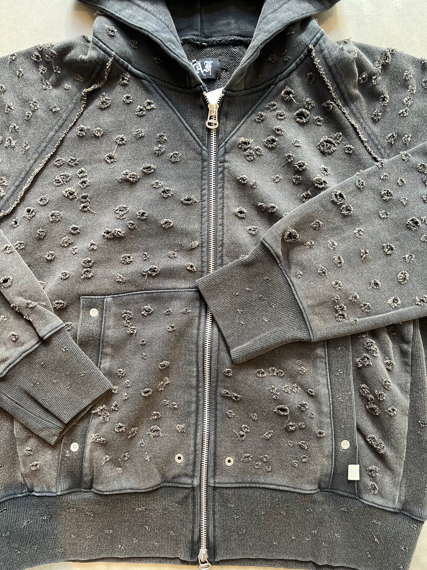 FAKA AS FLOWERS/DAMEGED ZIP UP HOODIES