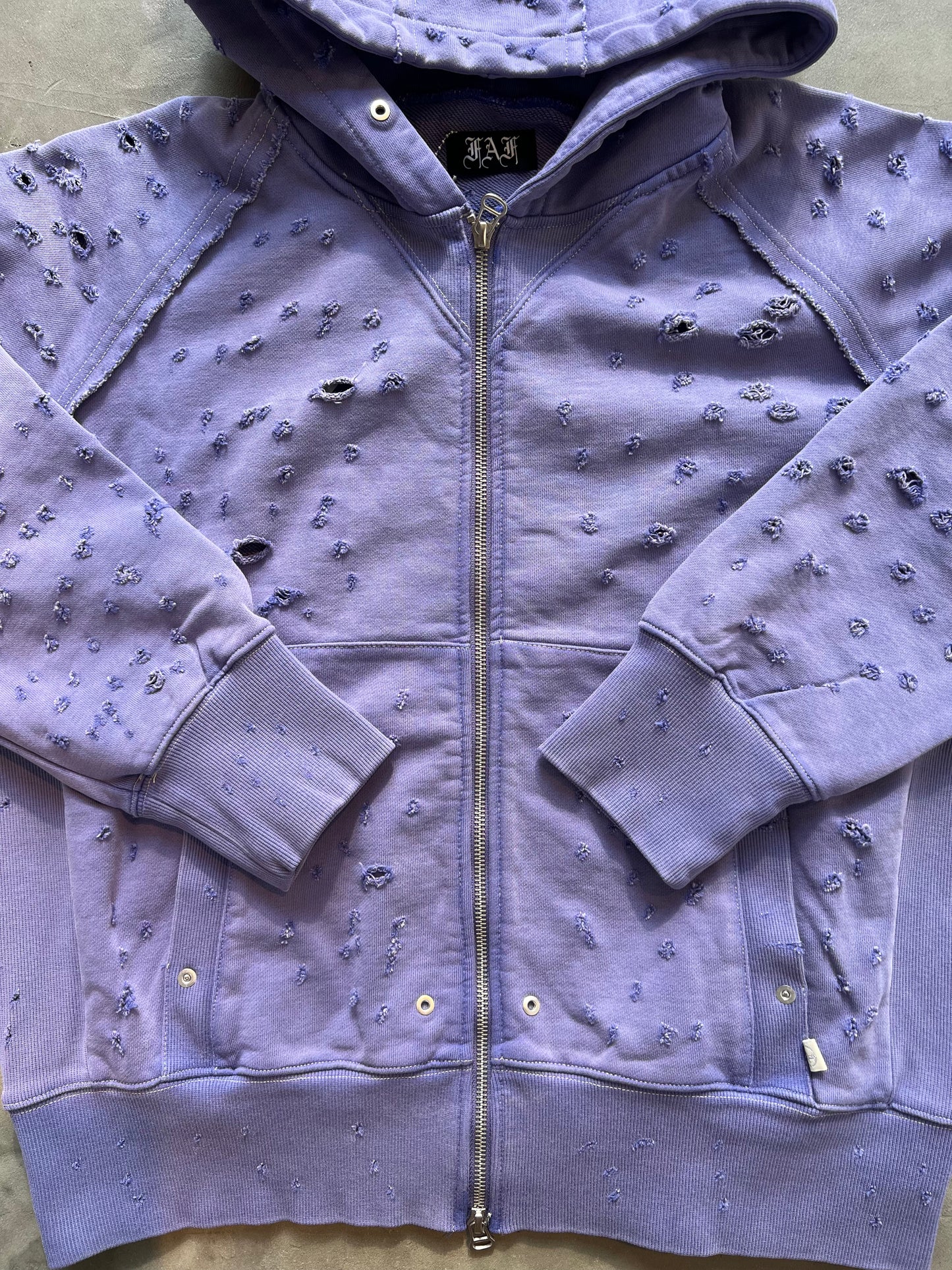 FAKA AS FLOWERS/DAMEGED ZIP UP HOODIES
