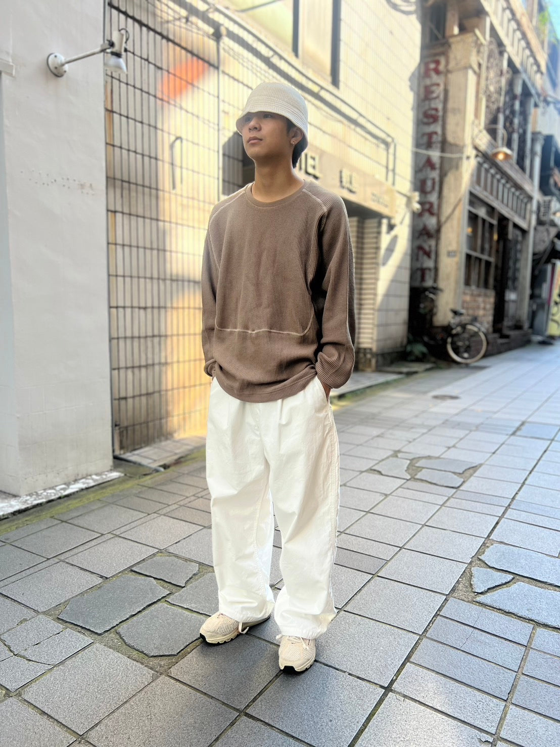 POVAL/Fabien Waffle Top(Khaki)