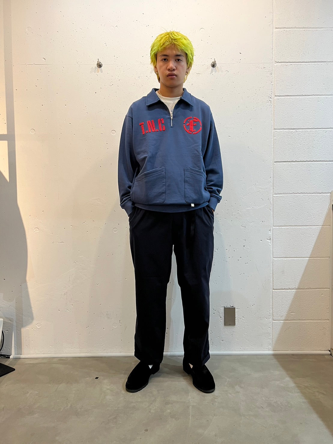 Half Zip Sweat Top(NAVY)/FAKE AS FLOWERS