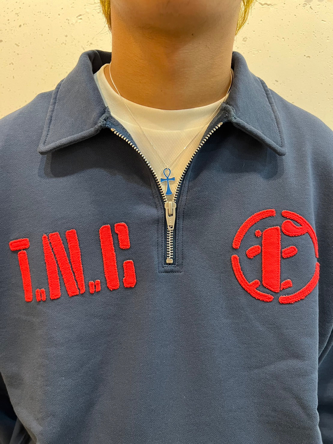 Half Zip Sweat Top(NAVY)/FAKE AS FLOWERS