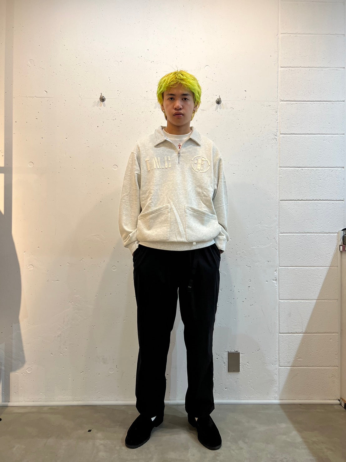 Half Zip Sweat Top(GRAY)/FAKE AS FLOWERS