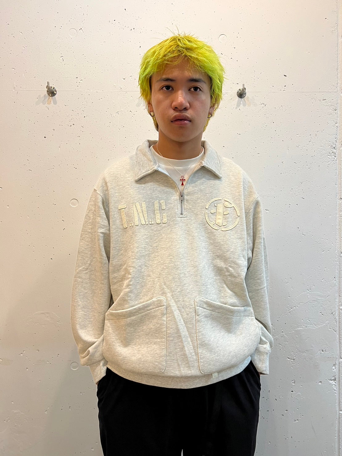 Half Zip Sweat Top(GRAY)/FAKE AS FLOWERS