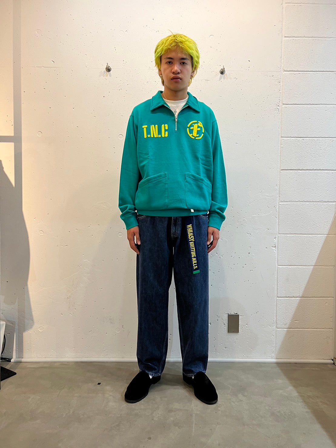 Half Zip Sweat Top(GREEN)/FAKE AS FLOWERS