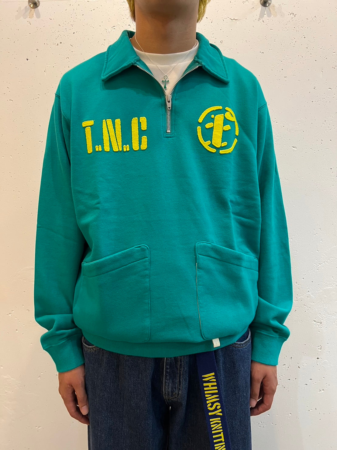 Half Zip Sweat Top(GREEN)/FAKE AS FLOWERS