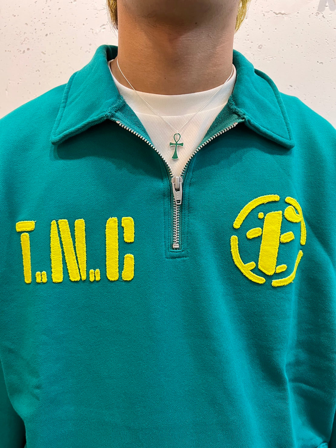 Half Zip Sweat Top(GREEN)/FAKE AS FLOWERS