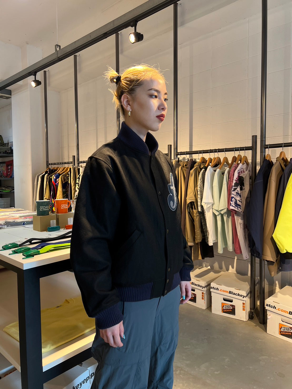 Wool Stadium Jacket(BLACK)/FAF