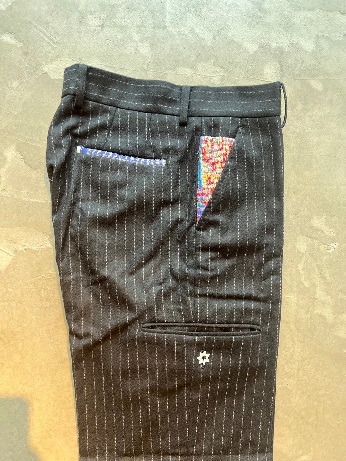 FAKE AS FLOWERS/VINTAGE KANTHA QUILT PANTS(STRIPE)