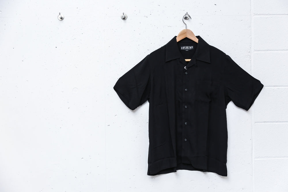 RAYLON TWILL S/S SHIRT(BLACK)