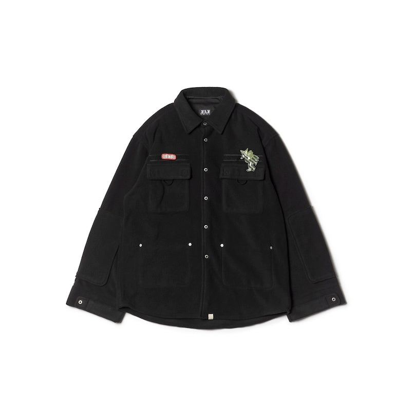 FAKE AS FLOWERS/FLEECE MILITARY SHIRTS(BLACK)