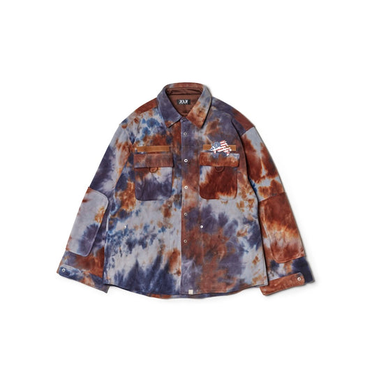 FAKE AS FLOWERS/FLEECE MILITARY SHIRTS(BLUE/BROWN)