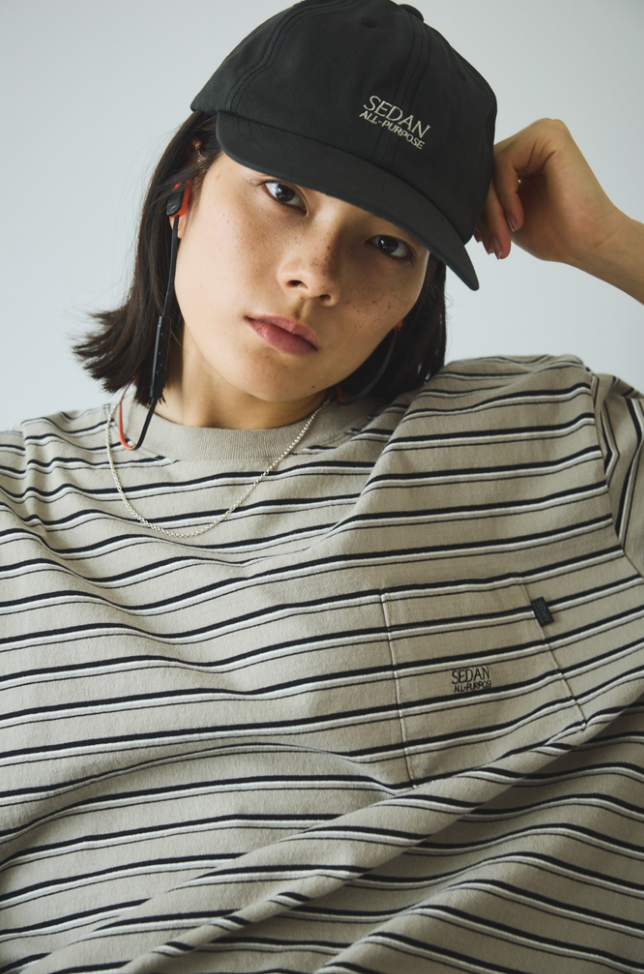 トップス SEDAN ALL-PURPOSE Striped S/S Pocket Tee SEDAN ALL-PURPOSE/STRIPED S/S POCKET TEE(Khaki Black) – Re