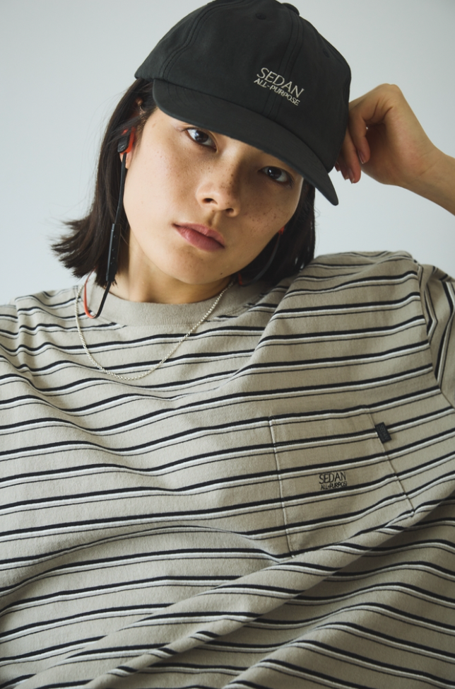 SEDAN ALL-PURPOSE/STRIPED S/S POCKET TEE(Khaki Black)