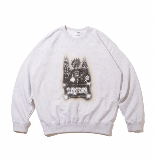 DIASPORA SKATEBOARDS/Spiky Boy Crewneck Sweatshirt(Ash)