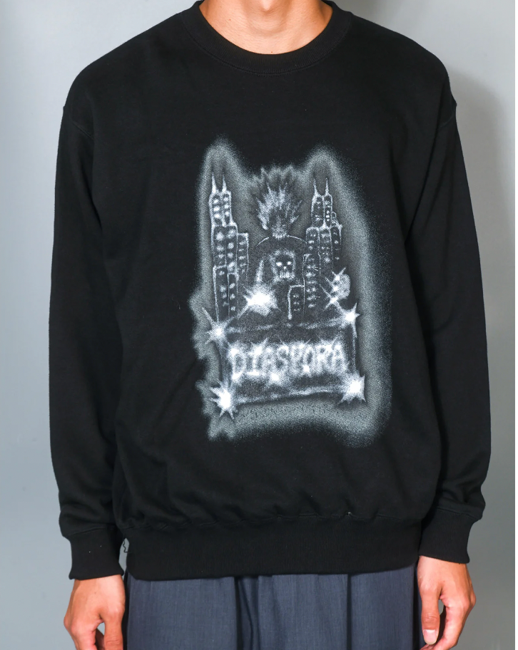 DIASPORA SKATEBOARDS/Spiky Boy Crewneck Sweatshirt(Ash)