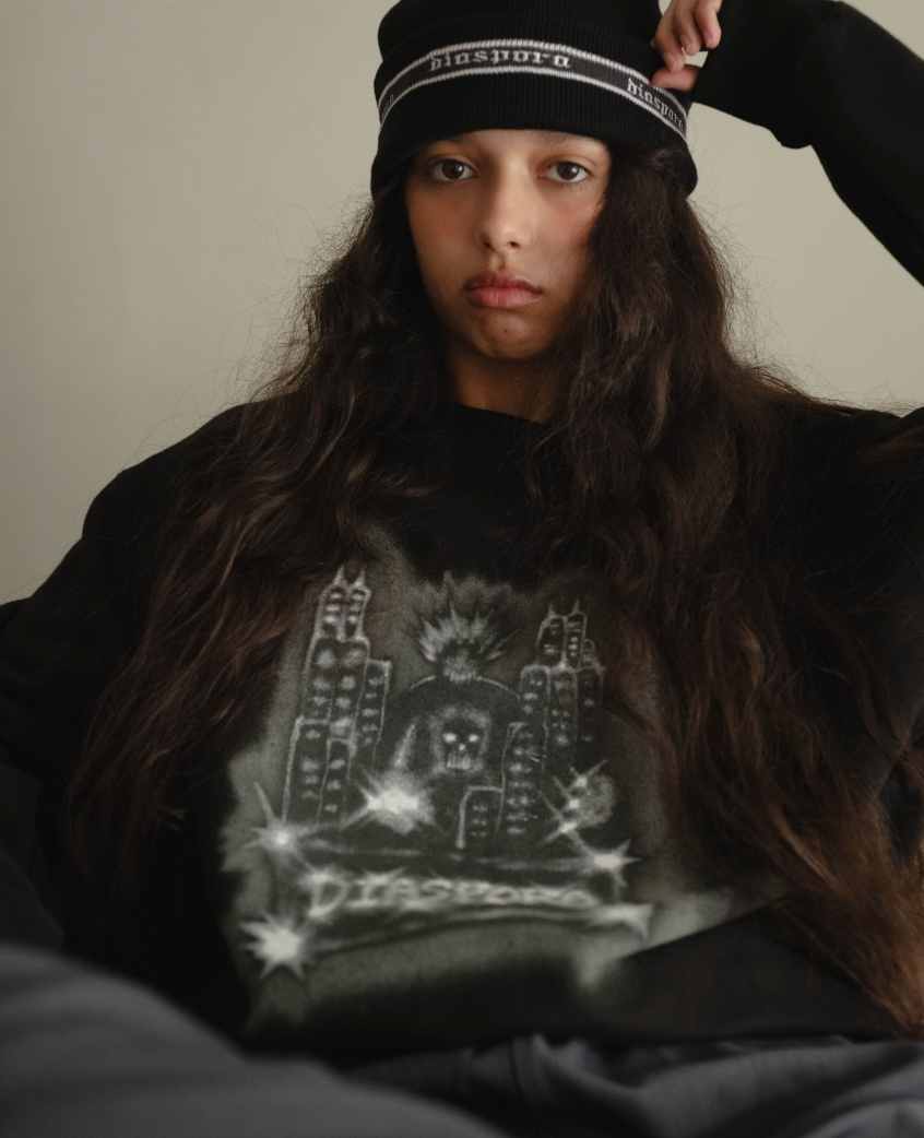 DIASPORA SKATEBOARDS/Spiky Boy Crewneck Sweatshirt(Ash)