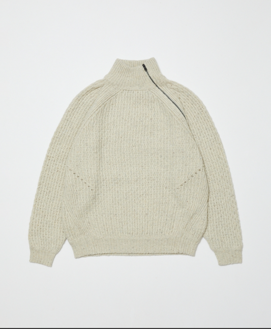 BAL/DIAGONAL ZIP  JACQUARD  SWEATER(NATURAL)