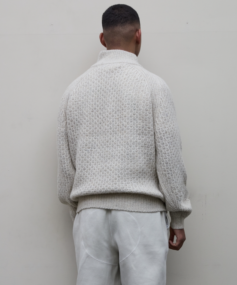 BAL/DIAGONAL ZIP  JACQUARD  SWEATER(NATURAL)