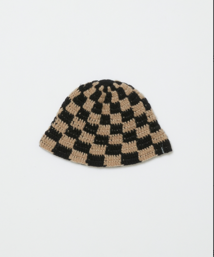 BAL/CHECKERED HAND KNIT BUCKET HAT