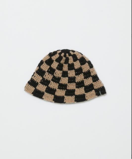 BAL/CHECKERED HAND KNIT BUCKET HAT