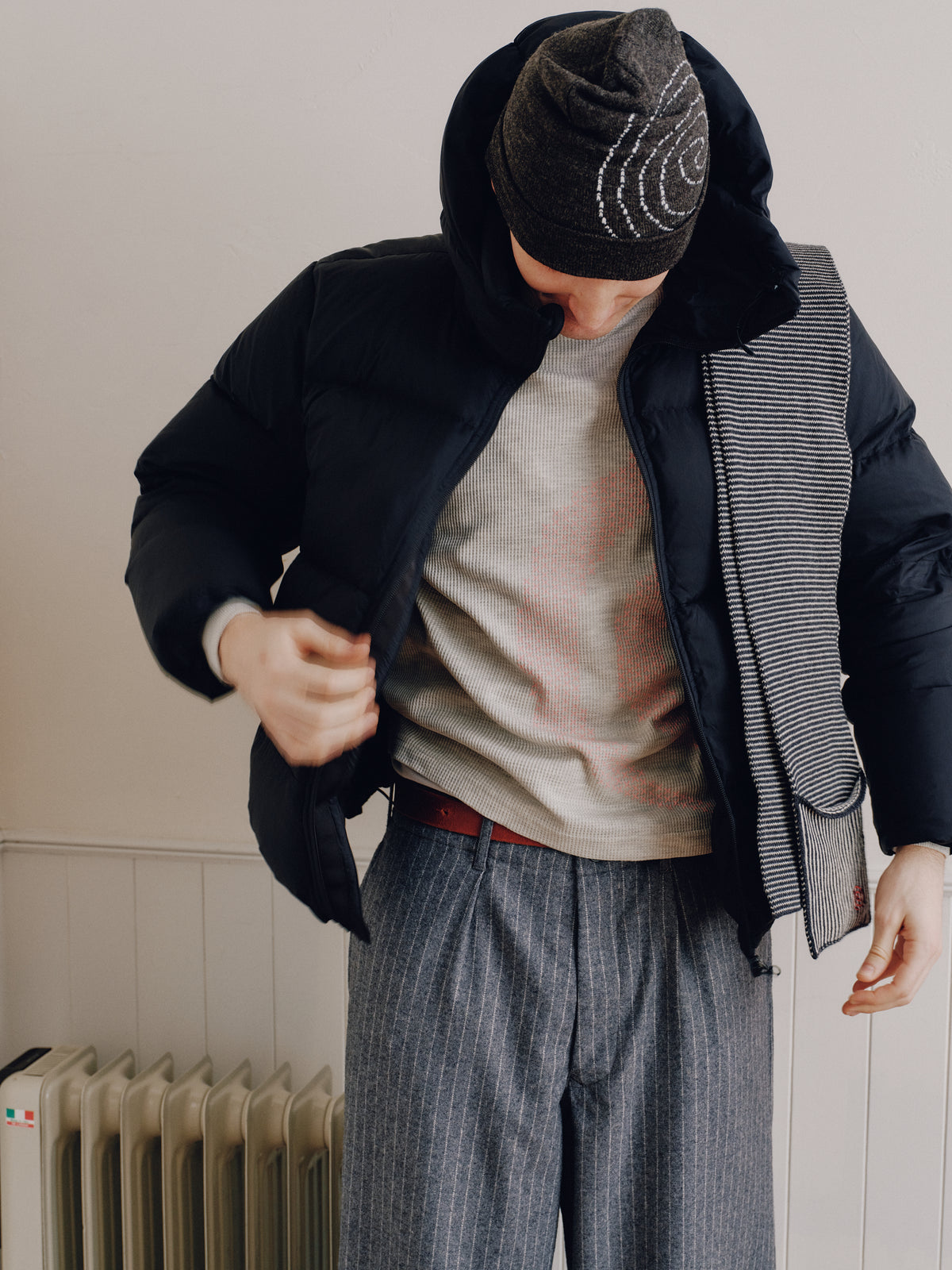 SOL/Knitted Border Scarf