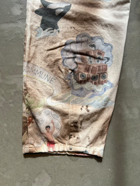 FAKE AS FLOWERS/NEWCOMMUNE DIRT BAGGY DENIM(Print)