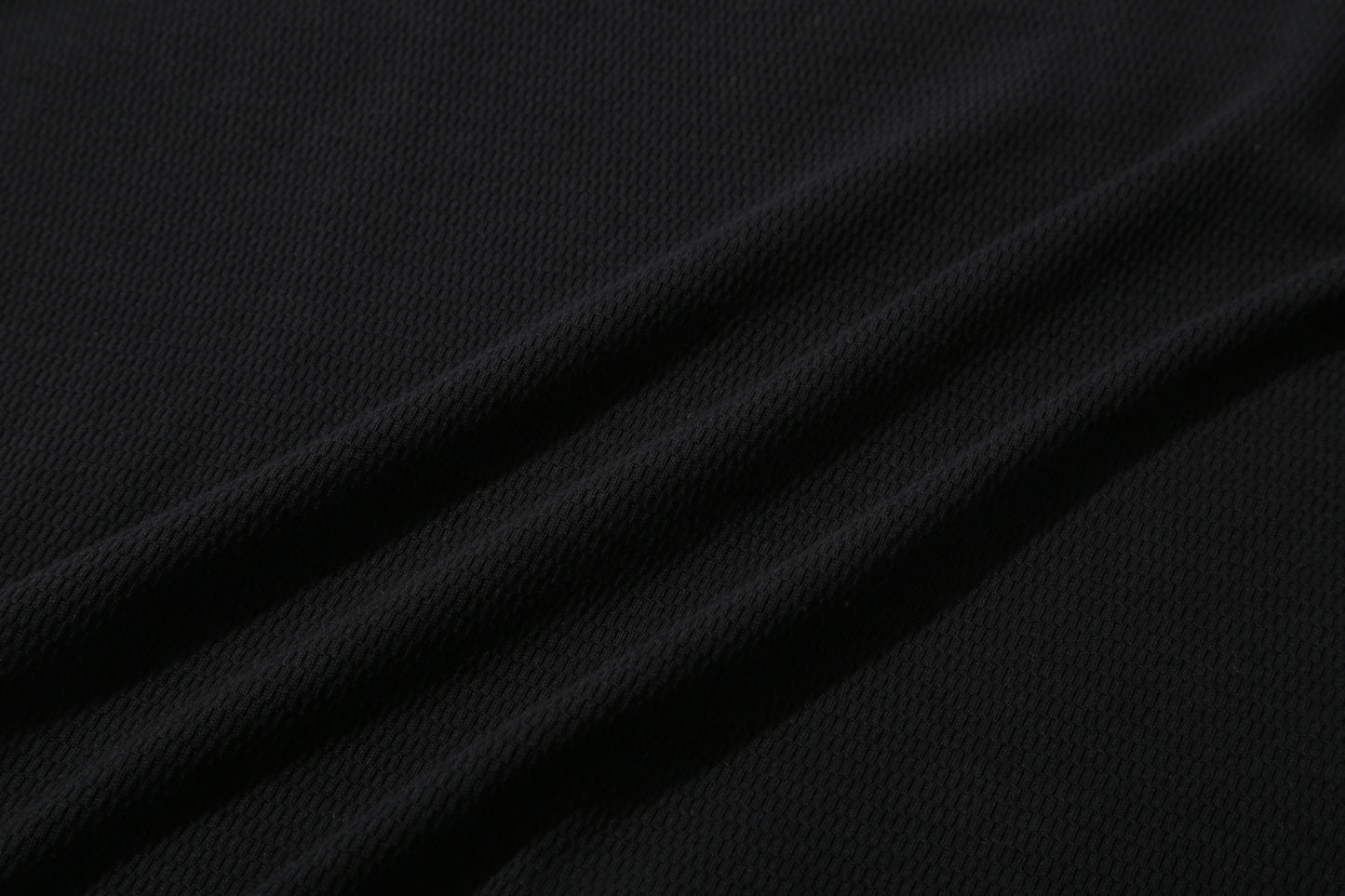 DIASPORA SKATEBOARDS/Waffle Panelled Zip Polo(Black)