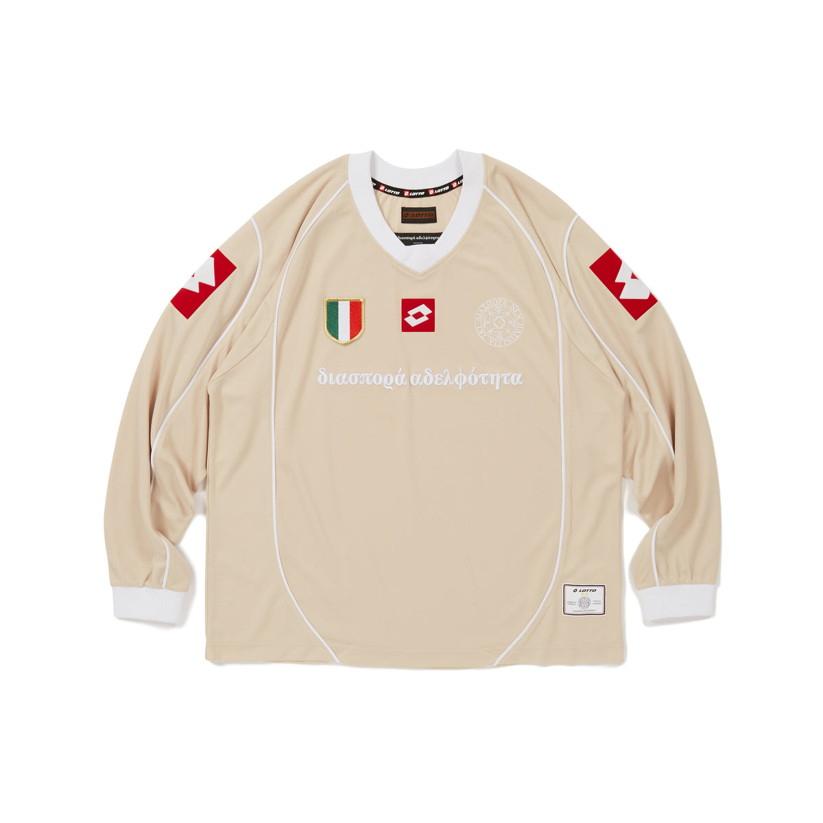 Diaspora skateboards x LOTTOコラボ/Lotto Scudetto Shirt(Beige 