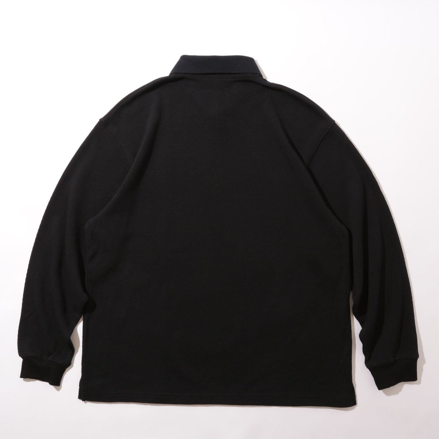 DIASPORA SKATEBOARDS/Waffle Panelled Zip Polo(Black)