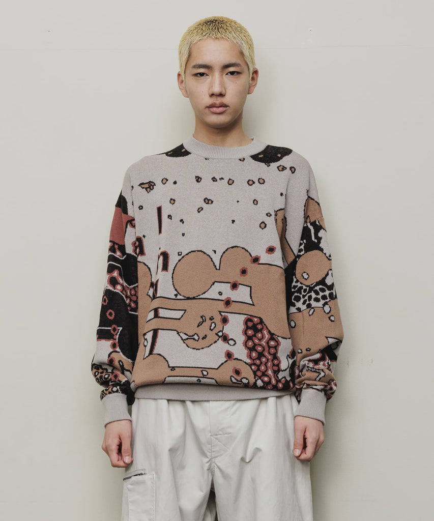 JACQUARD COTTON CREWNECK SWEATER(BEIGE)/BAL(バル)