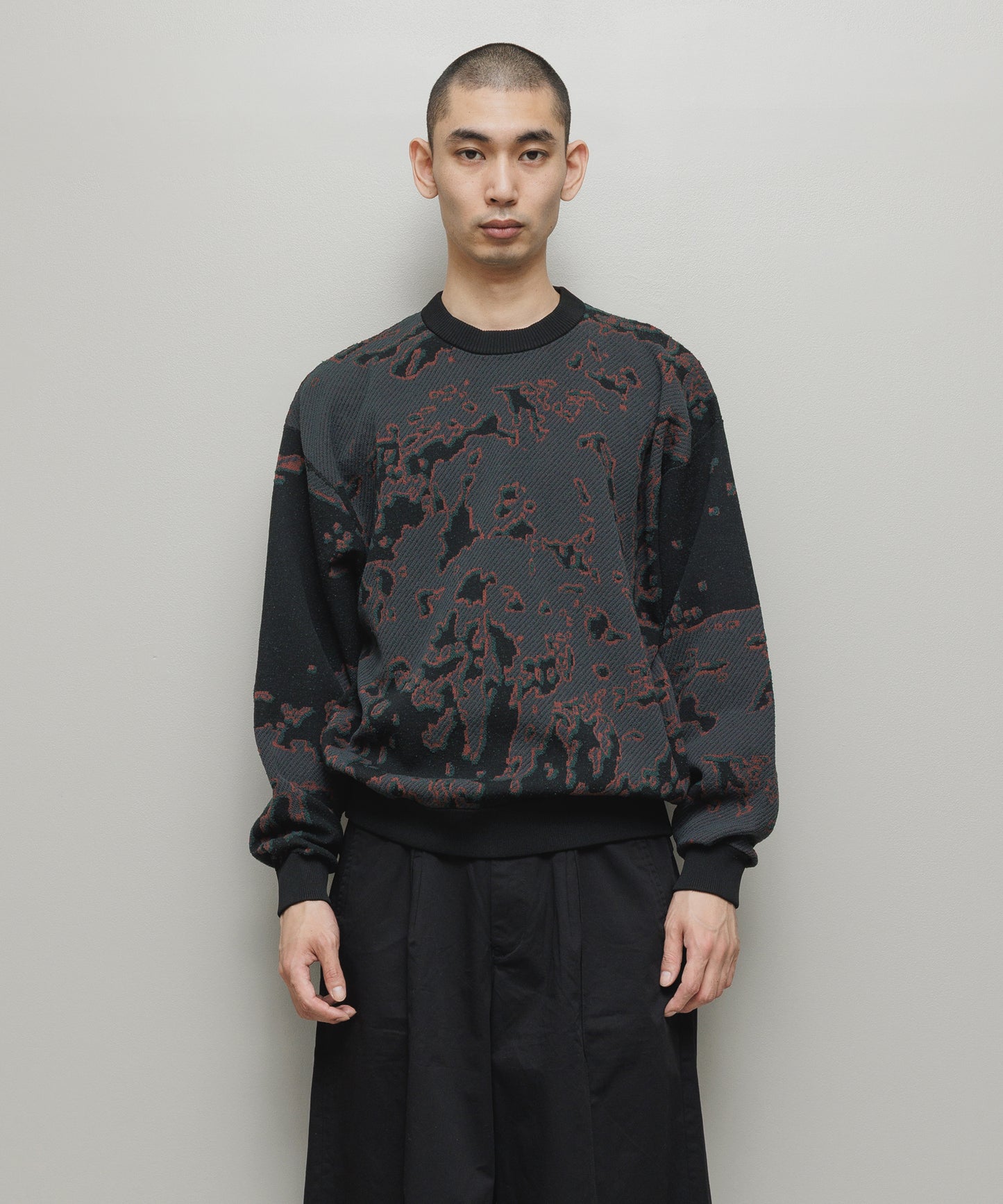 BAL/JACQUARD PATTERN CREWNECK SWEATER