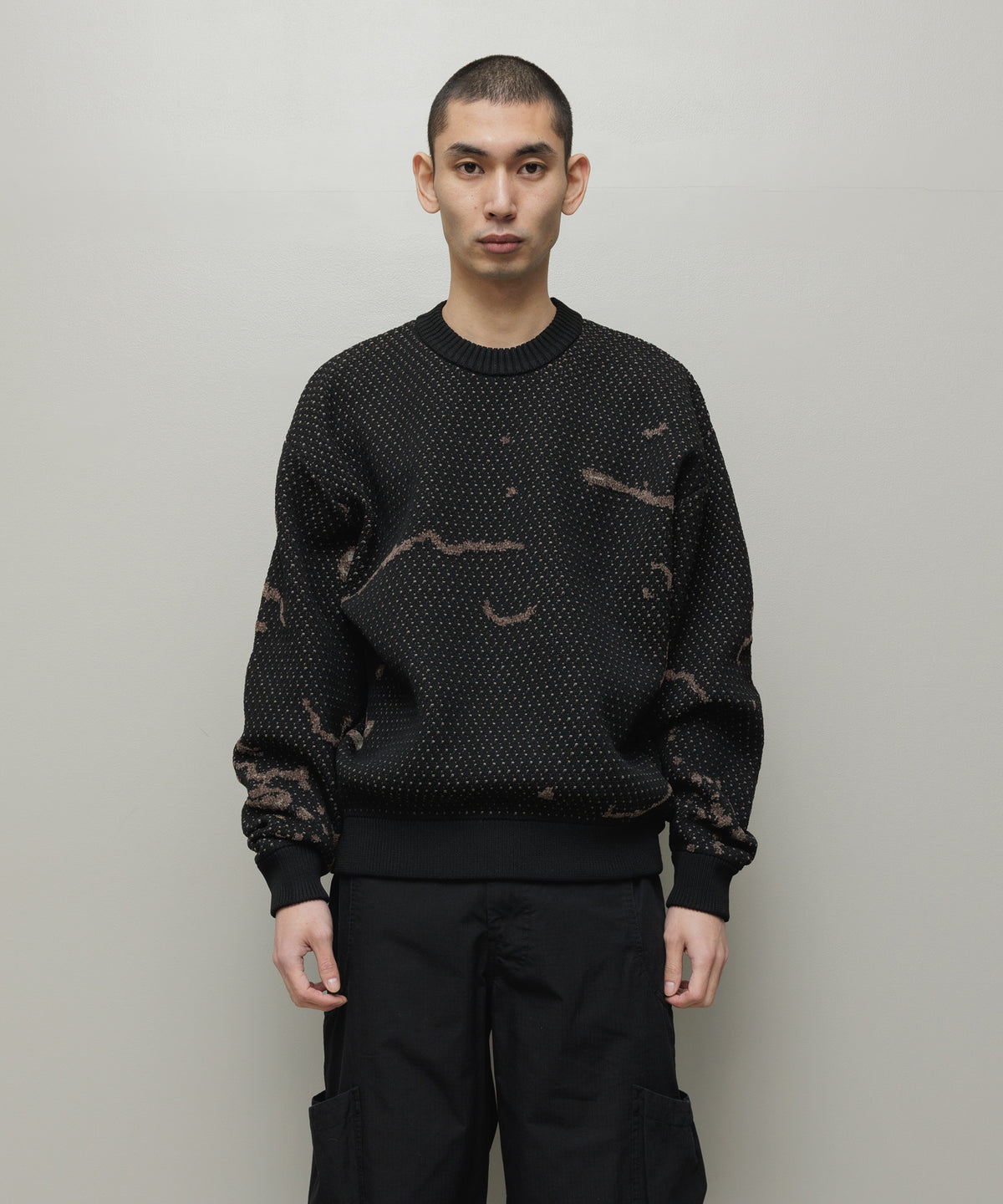 BAL/JACQUARD PATTERN CREWNECK SWEATER