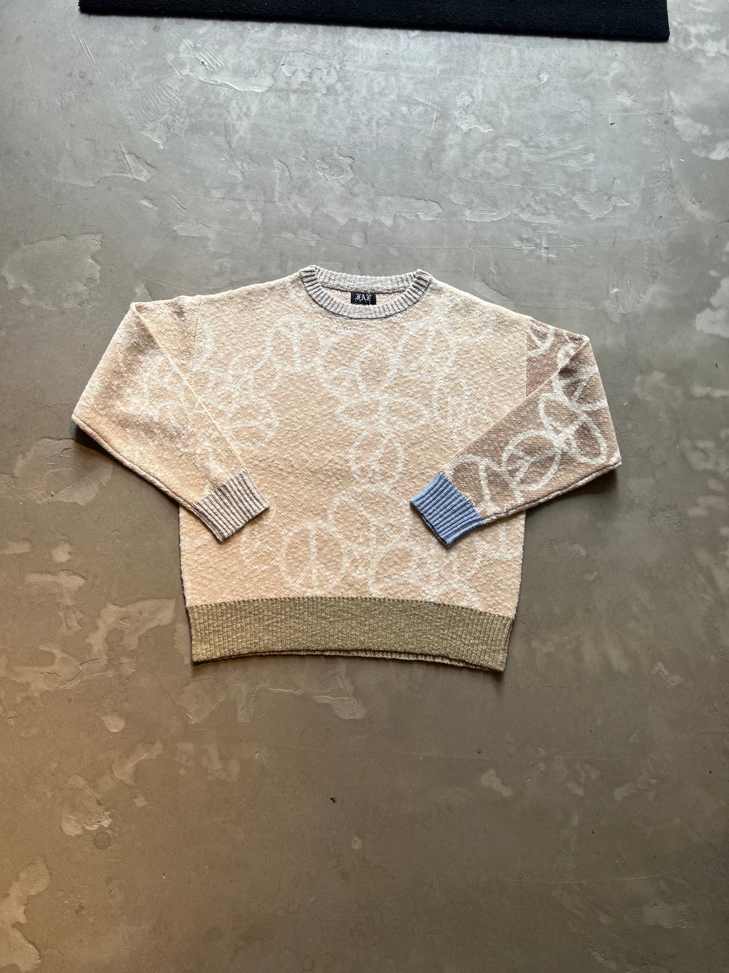 FAKE AS FLOWERS/PEACE CREWNECK KNIT(ECRU)